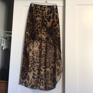 Leopard high low skirt